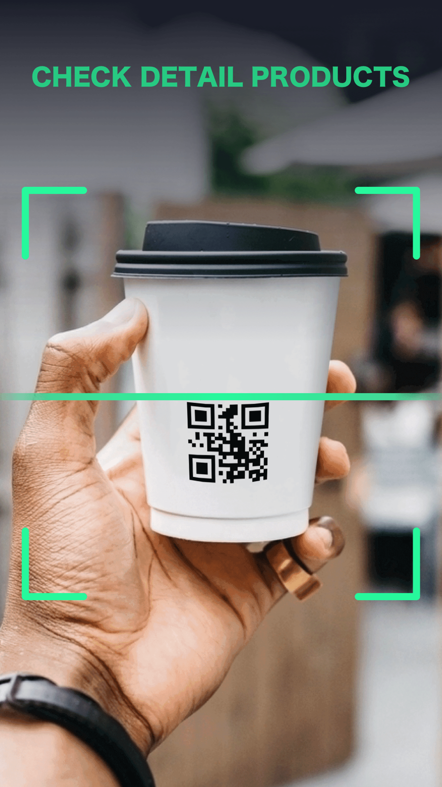QR Reader App Store preview scanning a code on a coffee cup